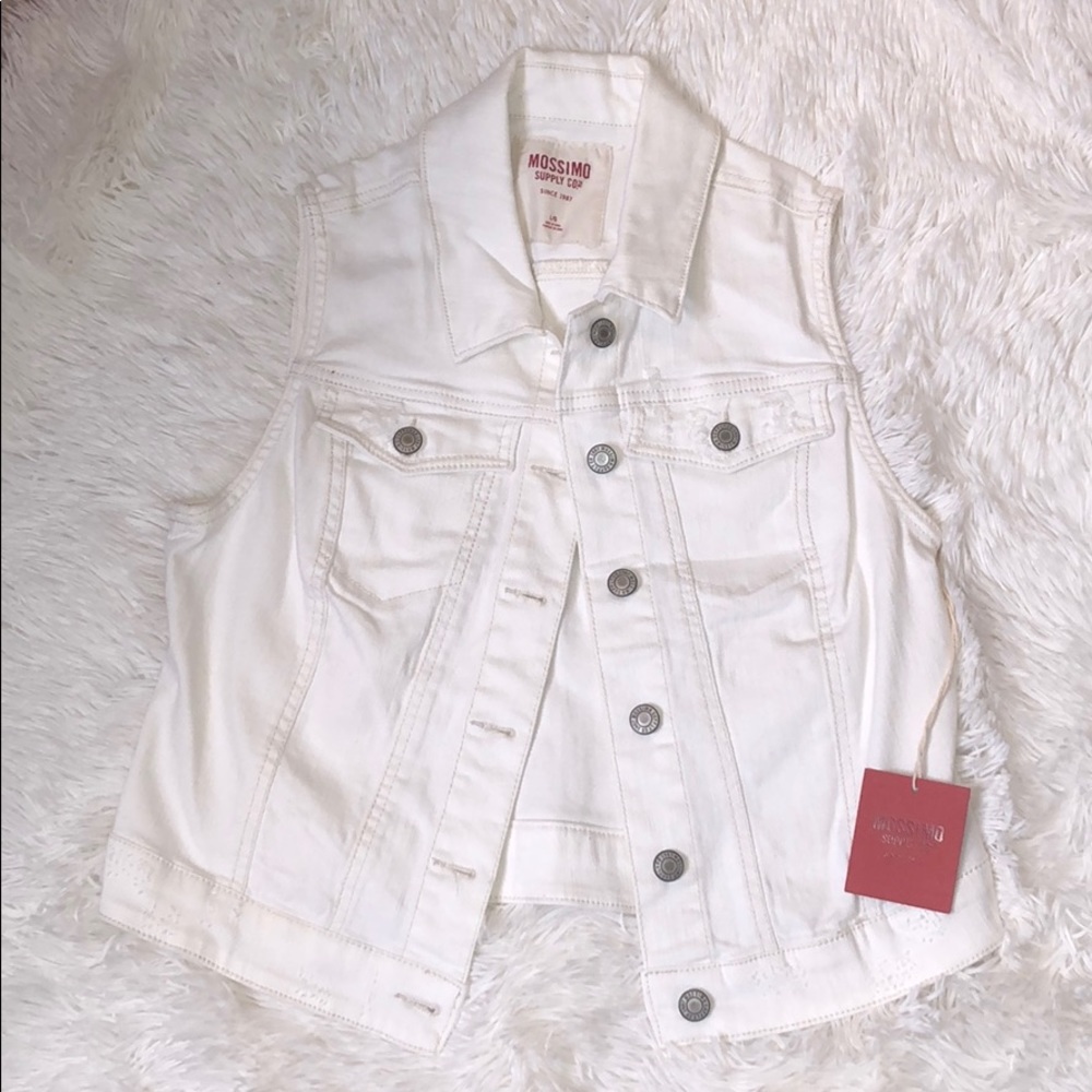 White jean vest NWT